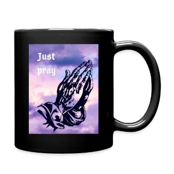 Just Pray Praying Hands - Full Colour Mug - black - Right