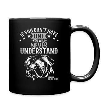 Chien bulldog anglais disant cadeau - Mug uni - noir - Droite