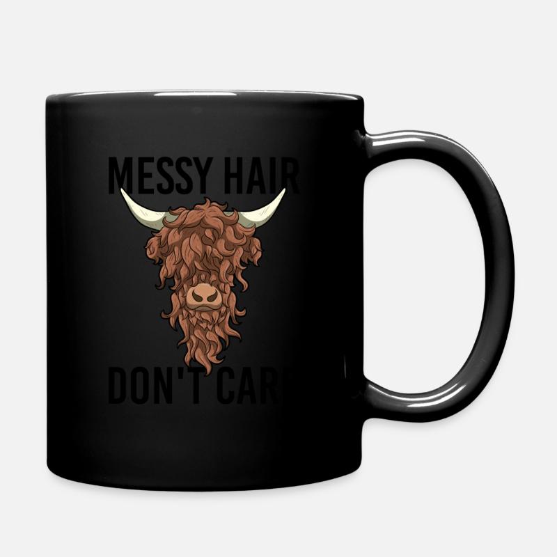 Messy Hair Don't Care Face Mask - Full Colour Mug - black