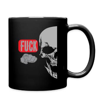 Index Finger Saying Skull - Full Colour Mug - black - Right