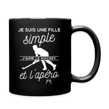 Je suis une fille simple j'aime le hockey l'apero - Mug uni - noir - Droite