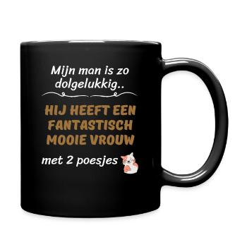 Frau mit 2 - Tasse einfarbig - Schwarz - Rechts