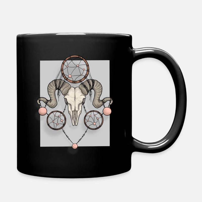 Skull with dream catcher - Full Colour Mug - black
