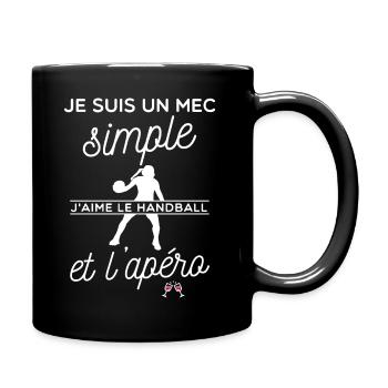 Je suis un mec simple j'aime handball et l'apero - Mug uni - noir - Droite