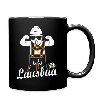 Lausbua mit Lederhose cooles Gangster Baby - Tasse einfarbig - Schwarz - Rechts
