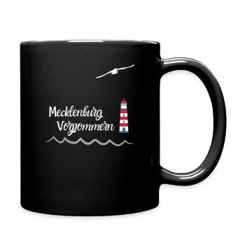 Mecklenburg Vorpommern Leuchtturm Möwe Design - Tasse einfarbig - Schwarz - Rechts