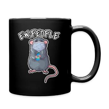 EW People Lustiger Ratten Spruch Farbratte - Tasse einfarbig - Schwarz - Rechts