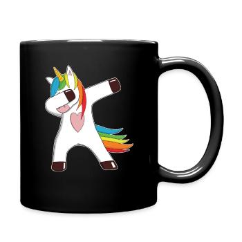Einhorn dabbendes dabbing Geschenk bunt Herz - Tasse einfarbig - Schwarz - Rechts