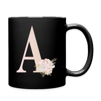 BUCHSTABEN A MIT BLUMEN - Tasse einfarbig - Schwarz - Rechts