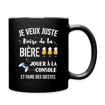 je veux juste console et boire de la bière - Mug uni - noir - Droite