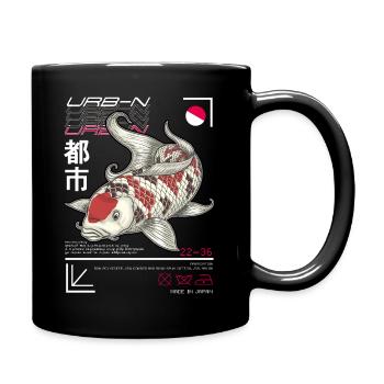 Poisson koi de style art japonais - Mug uni - noir - Droite
