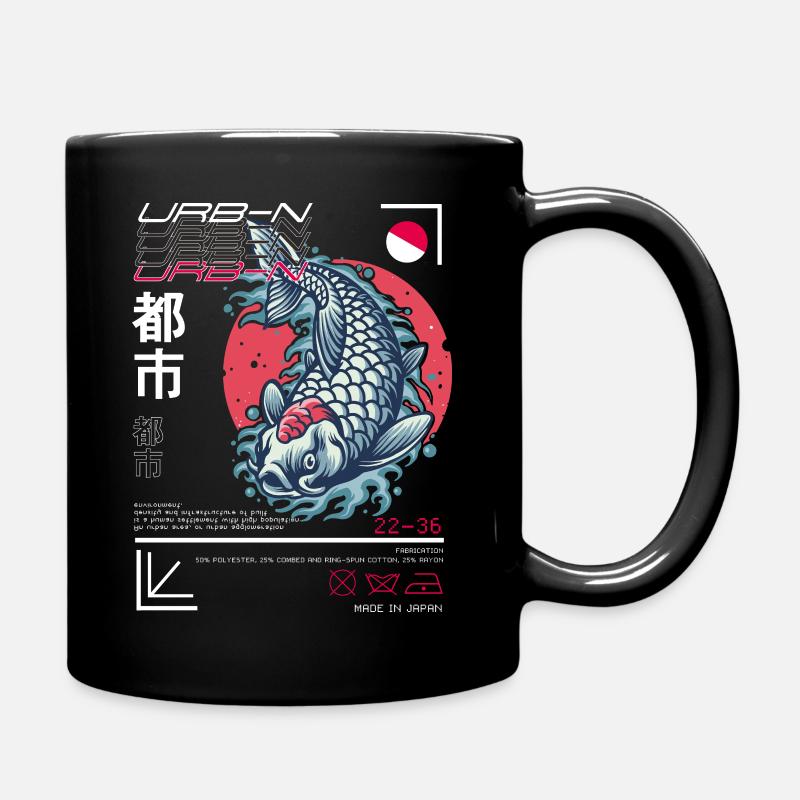 Japanese Art Style Koi Fish - Full Colour Mug - black