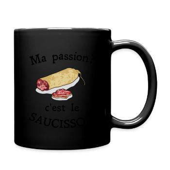Ma passion c'est le saucisson cadeau - Mug uni - noir - Droite
