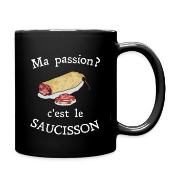 Ma passion c'est le saucisson cadeau - Mug uni - noir - Droite