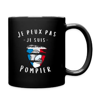 Je peux pas je suis pompier cadeau - Mug uni - noir - Droite