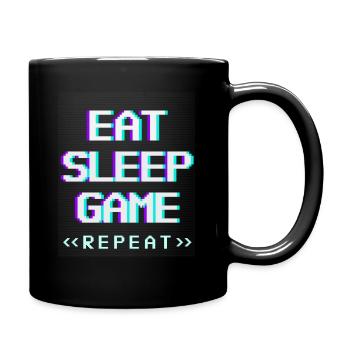 Eat Sleep Game Repeat Gamer Gamer Gift Shirt - Full Colour Mug - black - Right