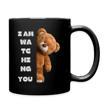 Teddybär - ich beobachte dich - Tasse einfarbig - Schwarz - Rechts