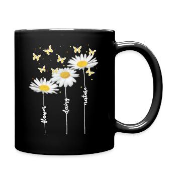 Margeriten, Blumen, Sommer - Tasse einfarbig - Schwarz - Rechts