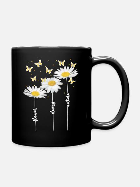 Daisies, flowers, summer - Full Colour Mug - black