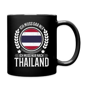 Thailand Urlaub Reise Geschenk - Tasse einfarbig - Schwarz - Rechts