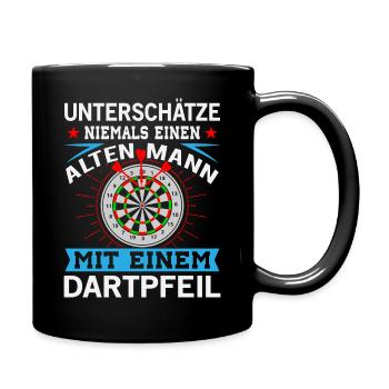 Dart Darts Bullseye Dartspieler Dartboard Geschenk - Tasse einfarbig - Schwarz - Rechts