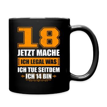 Endlich 18! - Geschenke zum 18 Geburtstag - Tasse einfarbig - Schwarz - Rechts
