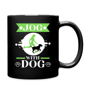 Mit dem Hund joggen laufen Sport Hund Geschenkidee - Tasse einfarbig - Schwarz - Rechts