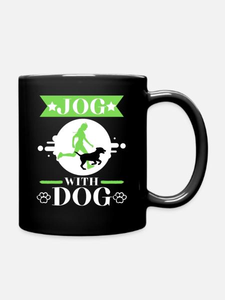 Courir avec le chien idée de cadeau pour le chien de sport - Mug uni - noir