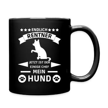 Rentner Hund - Tasse einfarbig - Schwarz - Rechts