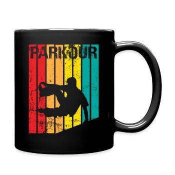 Vintage Parkour Freerunning Siluette Gift Idea - Full Colour Mug - black - Right