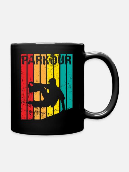 Vintage Parkour Freerunning Siluette Geschenkidee - Tasse einfarbig - Schwarz