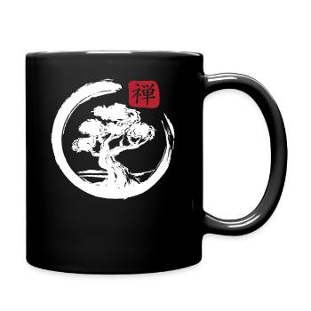 Aesthetic Japanese Bonsai Japan Art Japanese - Full Colour Mug - black - Right