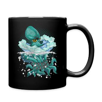Oktopus - Tasse einfarbig - Schwarz - Rechts