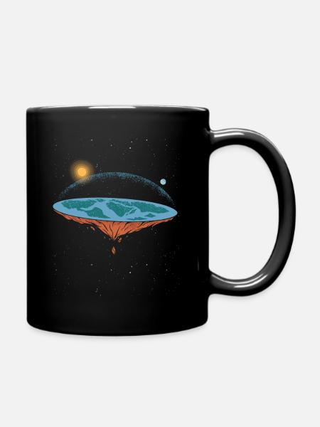 Plat Terre disque carte univers cadeau - Mug uni - noir