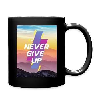 Never give up's unique collection - Full Colour Mug - black - Right