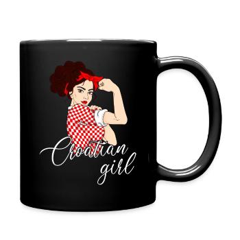 Croatian girl, croatia flag croatian - Full Colour Mug - black - Right