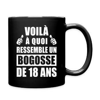 bogosse de 18 ans / humour anniversaire 18 ans - Mug uni - noir - Droite