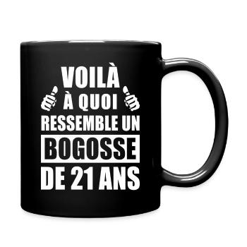 bogosse de 21 ans / humour anniversaire 21 ans - Mug uni - noir - Droite