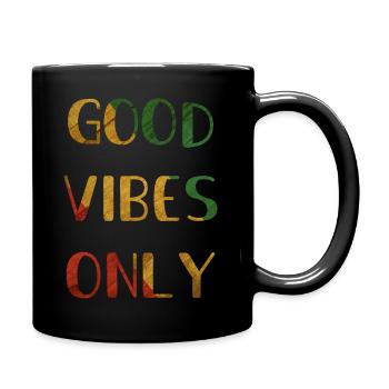 Rasta, Good Vibes Only, Reggae Vibes, Rastafarian - Full Colour Mug - black - Right