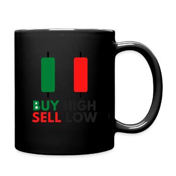 BUY HIGH SELL LOW STOCK MEMES - Mug uni - noir - Droite