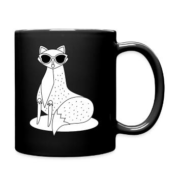 simple, cool fox with sunglasses - Full Colour Mug - black - Right