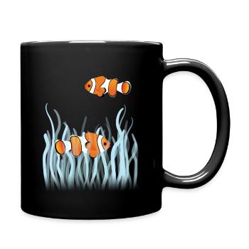 Two anemone fish in the coral - Full Colour Mug - black - Right