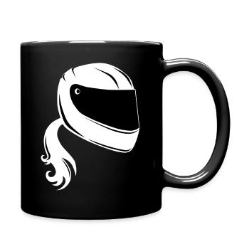 Motorradhelm Frau Dame Mädchen Motorradfahrerin - Tasse einfarbig - Schwarz - Rechts