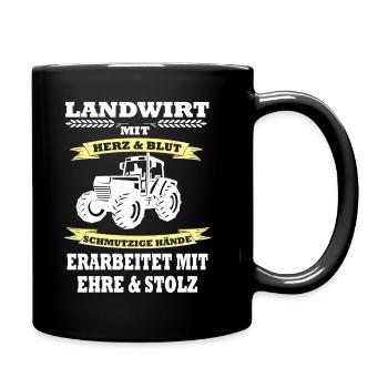 Landwirt Spruch Landwirtschaft Traktor Motiv - Tasse einfarbig - Schwarz - Rechts