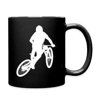 Downhill Mountain Bike, Cross Mountain Biker BMX MTB - Full Colour Mug - black - Right