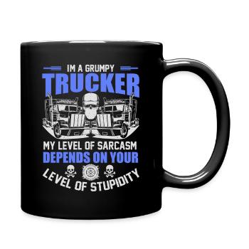 Mürrischer LKW Fahrer Trucker Spedition Geschenk - Tasse einfarbig - Schwarz - Rechts