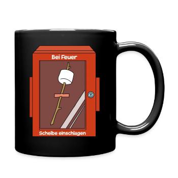 Bei Feuer Scheibe einschlagen - Tasse einfarbig - Schwarz - Rechts
