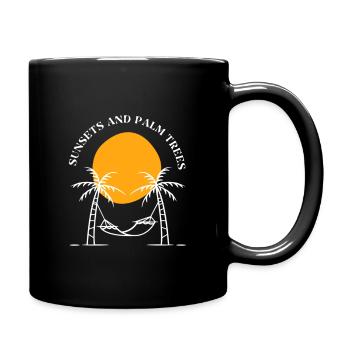 Sonnenuntergang und Palmen - Tasse einfarbig - Schwarz - Rechts
