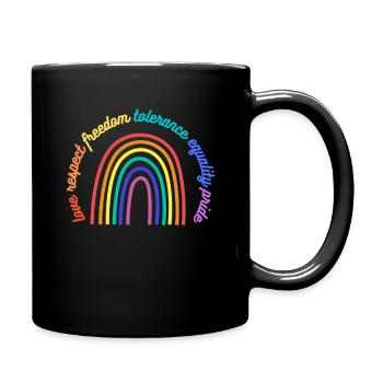 love respect freedom tolerance equality pride - Full Colour Mug - black - Right