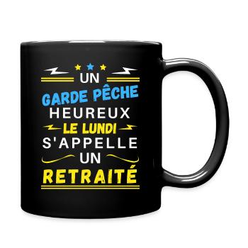 Un garde pêche heureux le lundi s'appelle retraité - Mug uni - noir - Droite
